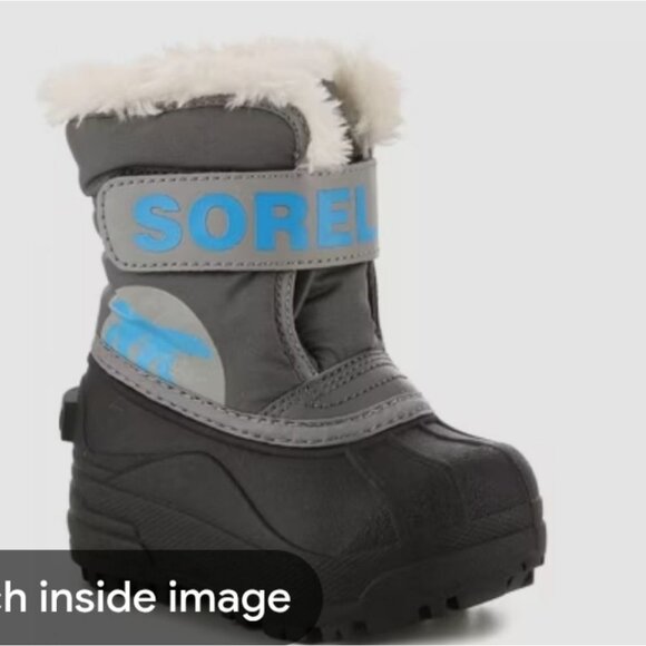 SOREL | Commander Snow Boots Gray Blue Boys Sz 8 - Picture 1 of 5